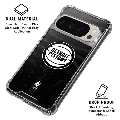 NBA Detroit Pistons Black Animal Print Pixel 9/9 Pro Clear Case